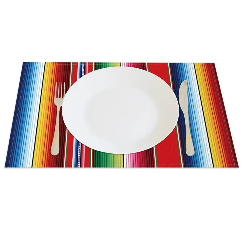 Aperturee Mexican Carnival Bright Color Set of 4 Placemats, 14x12 Inch, 15.8 USD, placemats, CDLX00183-S