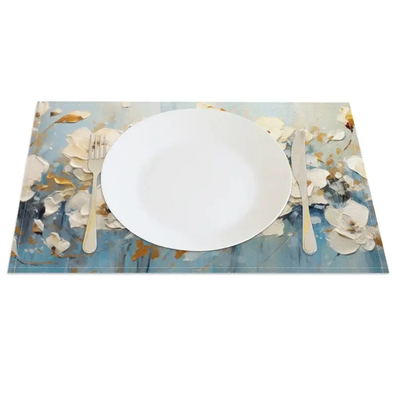Aperturee Floral Oil Paintings Fine Art Set of 4 Placemats, 14x12 Inch, 15.8 USD, placemats, CDLX00190-S