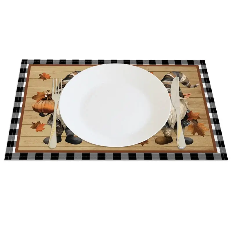 Aperturee Autumn Pumpkin Toys Wood Cartoon Set of 4 Placemats, 14x12 Inch, 15.8 USD, placemats, CDLX00207-S