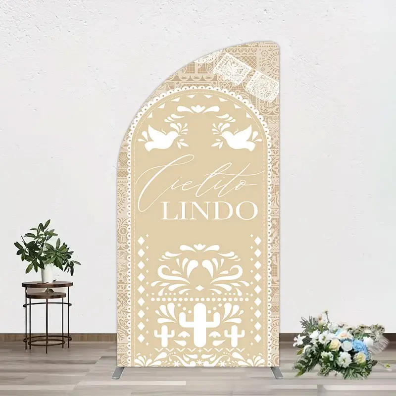 Aperturee Mexican Beige Cielito Lindo Birthday Half Moon Arch Backdrop, 1.6 x 4 ft (0.5 x 1.2 m), 98.18 USD, arch backdrop kit, CJGD8N90YL-AJ