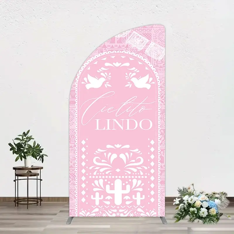 Aperturee Mexican Pink Cielito Lindo Birthday Half Moon Arch Backdrop, 1.6 x 4 ft (0.5 x 1.2 m), 98.18 USD, arch backdrop kit, CJGD8N91YL-AJ