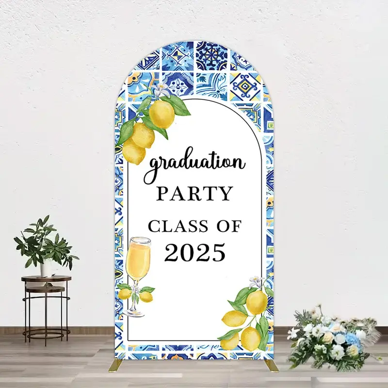 Aperturee Mediterranean Lemon Graduation Party Arch Backdrop, 1.6 x 4 ft (0.5 x 1.2 m), 98.18 USD, arch backdrop kit, CJGD9N05-AJ