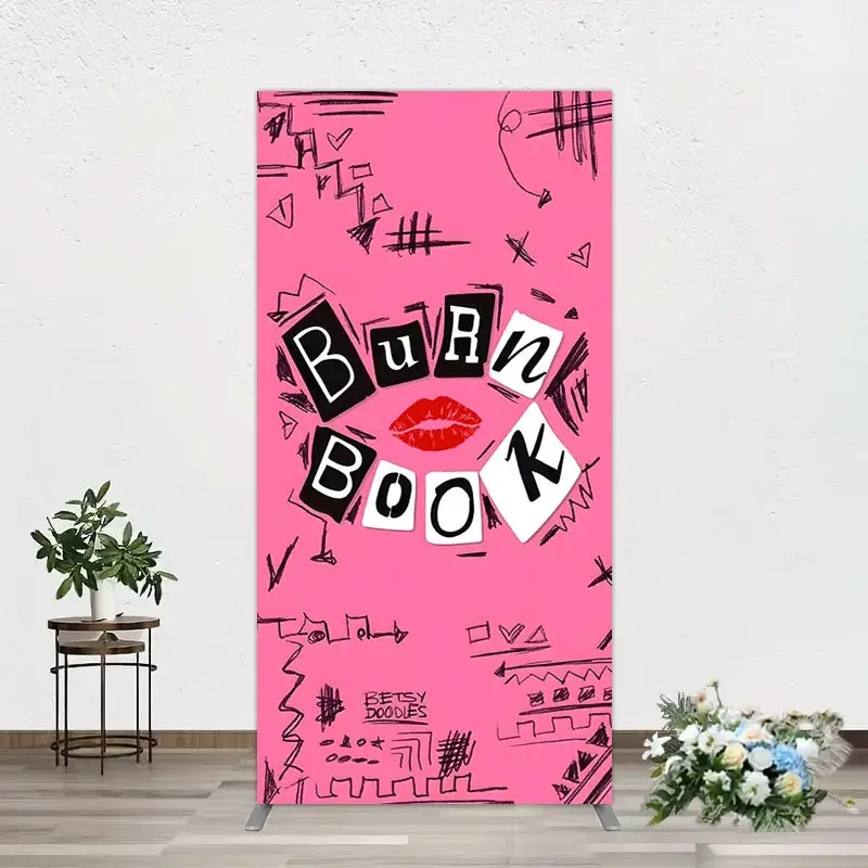 Aperturee Pink Mean Girls Burn Book Birthday Rectangle Backdrop, 1.6 x 4 ft (0.5 x 1.2 m), 98.18 USD, arch backdrop kit, CJGD9N76CF-AJ