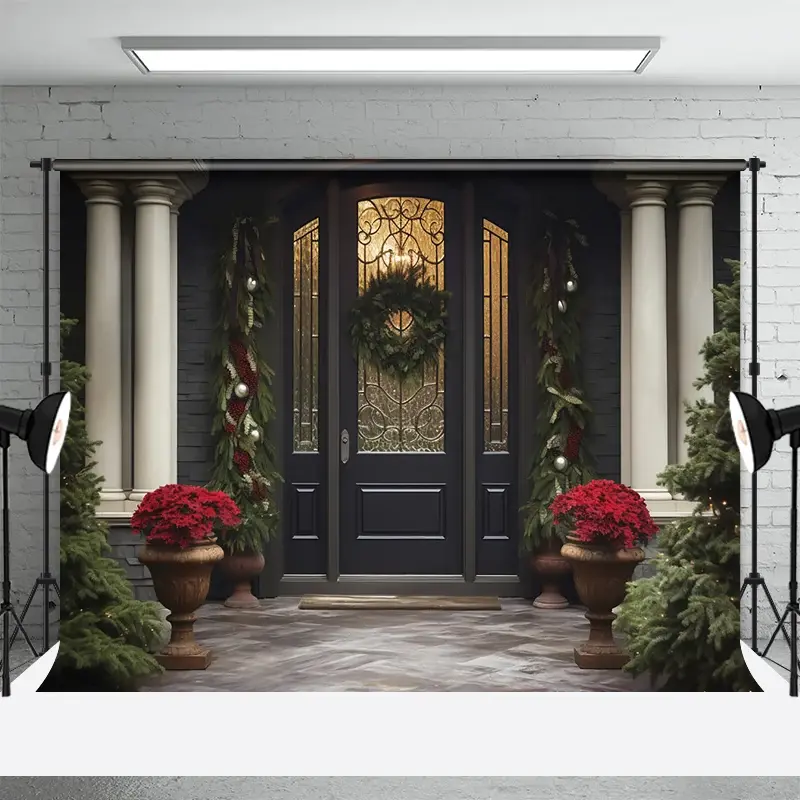 Aperturee Christmas Vibe Villa Decoration Holiday Backdrop, 3X2FT(1MX0.6M), 14 USD, christmas backdrops, DCHD3L17-M