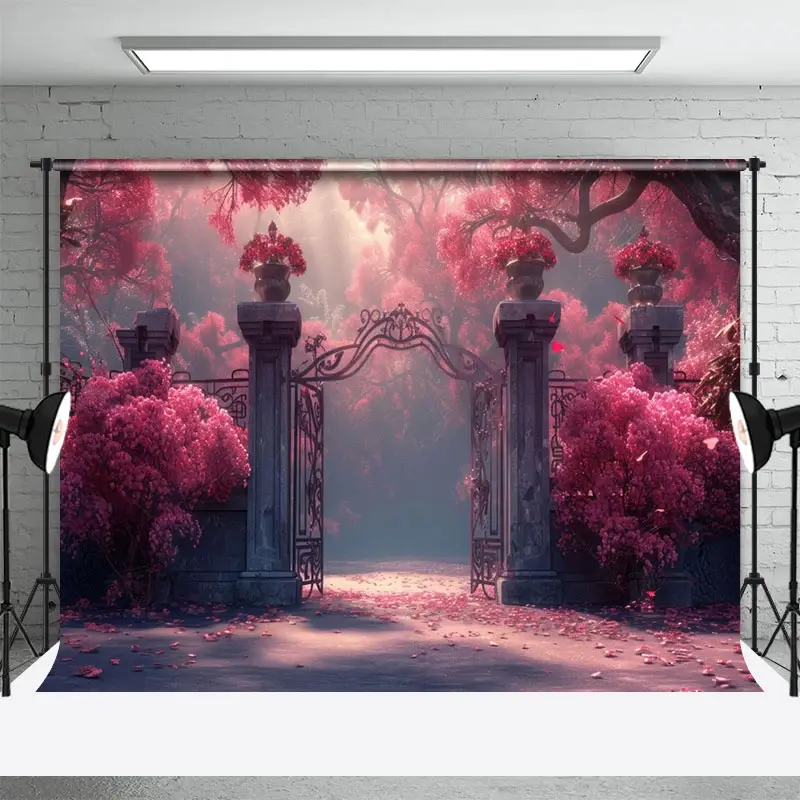 Aperturee Rose Red Floral Magic Gate Wedding Photography Backdrop, 3X2FT(1MX0.6M), 14 USD, wedding backdrops, DCHD5K93-M