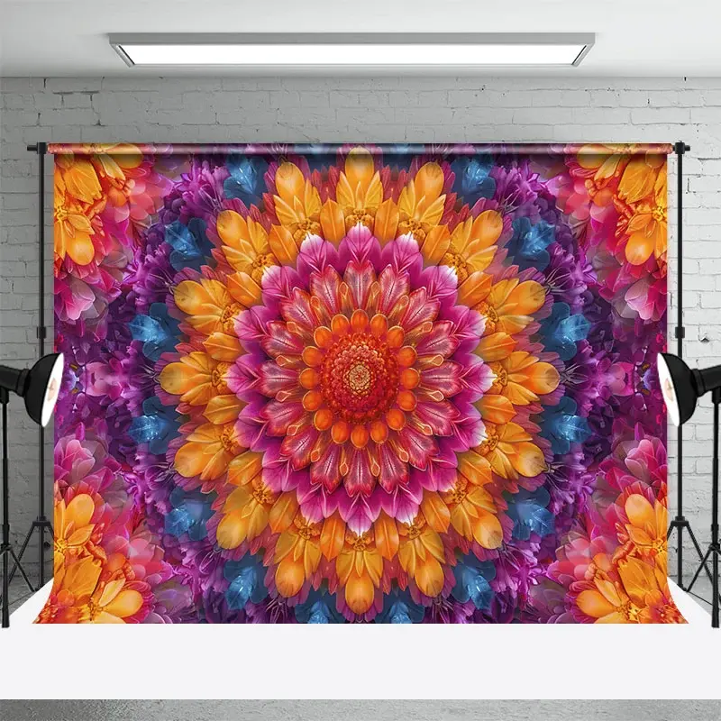 Aperturee Colorful Artistic Mandala Flower Fine Art Backdrop, 3X2FT(1MX0.6M), 14 USD, fine art backdrops, DCHD5K95-M