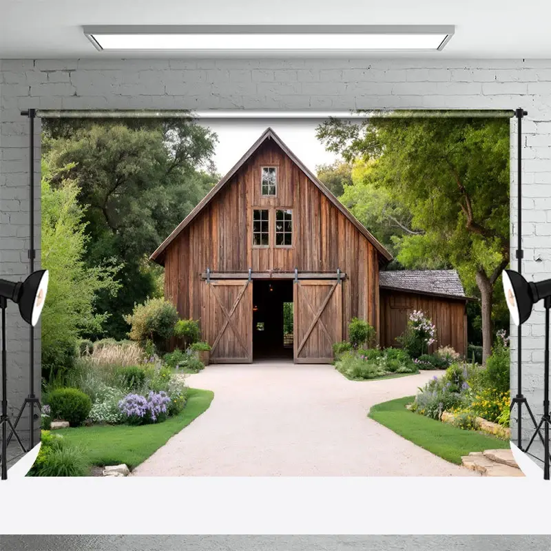 Aperturee Summer Forest Trees Wooden Cabin Photography Backdrop, 3X2FT(1MX0.6M), 14 USD, summer backdrops, DCHD6K02-M
