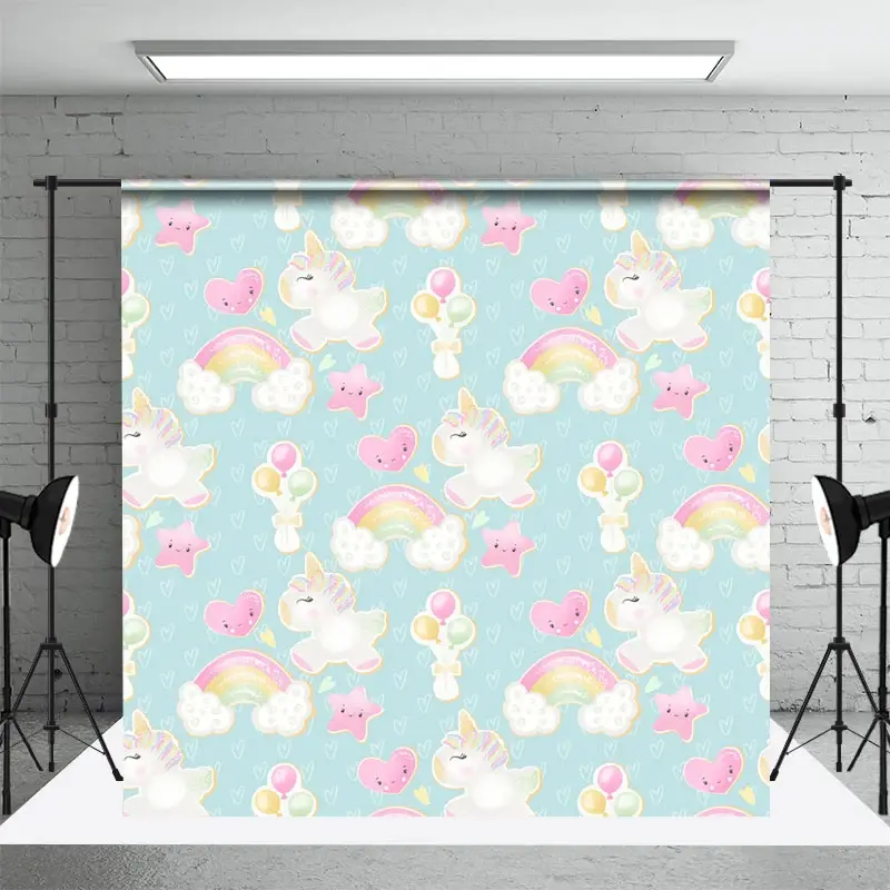 Aperturee Rainbow Cloud Unicorn Birthday Cake Smash Backdrop, 3X2FT(1MX0.6M), 14 USD, birthday cake smash backdrops, DCHD6K42-M