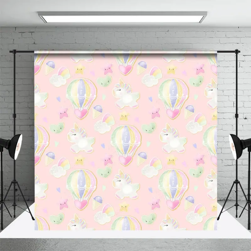 Aperturee Sweet Hot Air Balloon Unicorn Cake Smash Backdrop, 3X2FT(1MX0.6M), 14 USD, birthday cake smash backdrops, DCHD6K44-M
