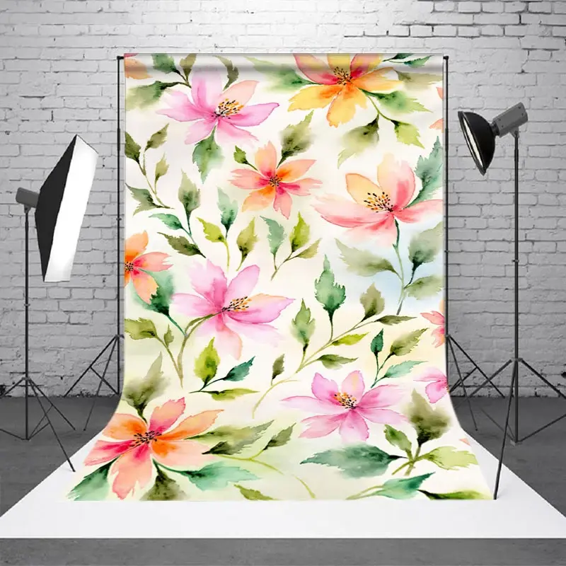 Aperturee Watercolor Painting Colorful Floral Photo Backdrop, 2X3FT(0.6MX1M), 14 USD, floral backdrops, DCSD3K55-M