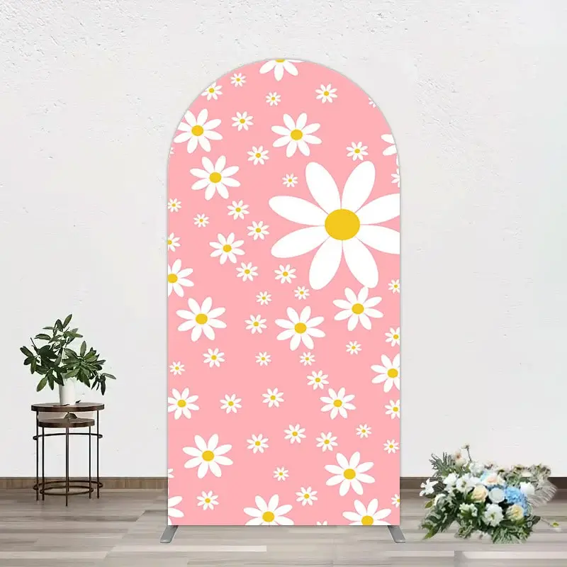 Aperturee Sweet Pink Daisy Cute Happy Birthday Arch Backdrop, 1.6 x 4 ft (0.5 x 1.2 m), 98.18 USD, arch backdrop kit, DMGD0Y83-AJ