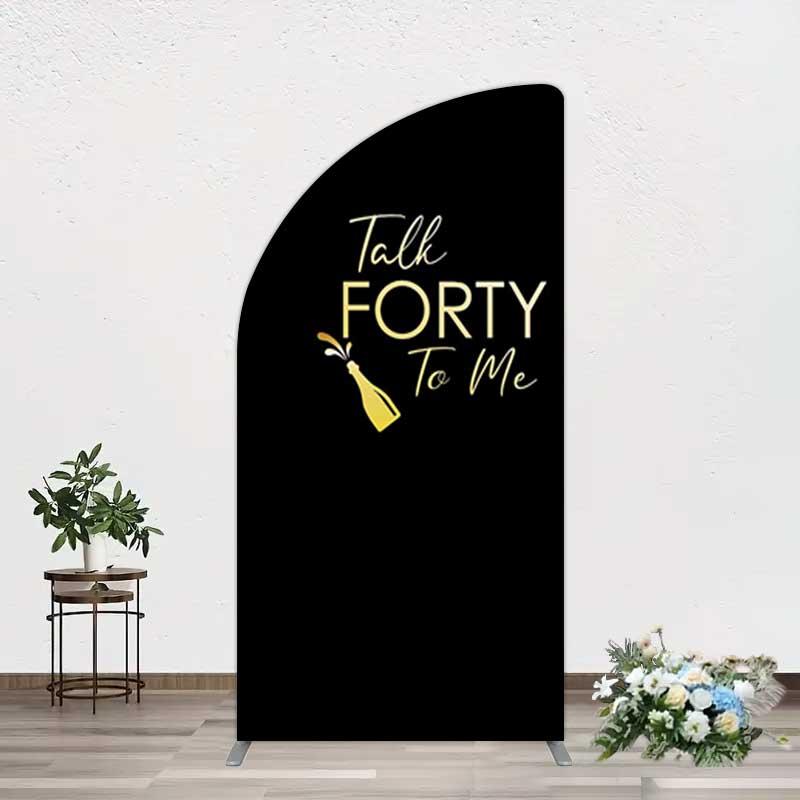 Aperturee Talk Forty To Me Black Birthday Half Moon Arch Backdrop, 1.6x4ft (50x120cm), 98.18 USD, arch backdrop kit, DMGD1Y04YL-AJ