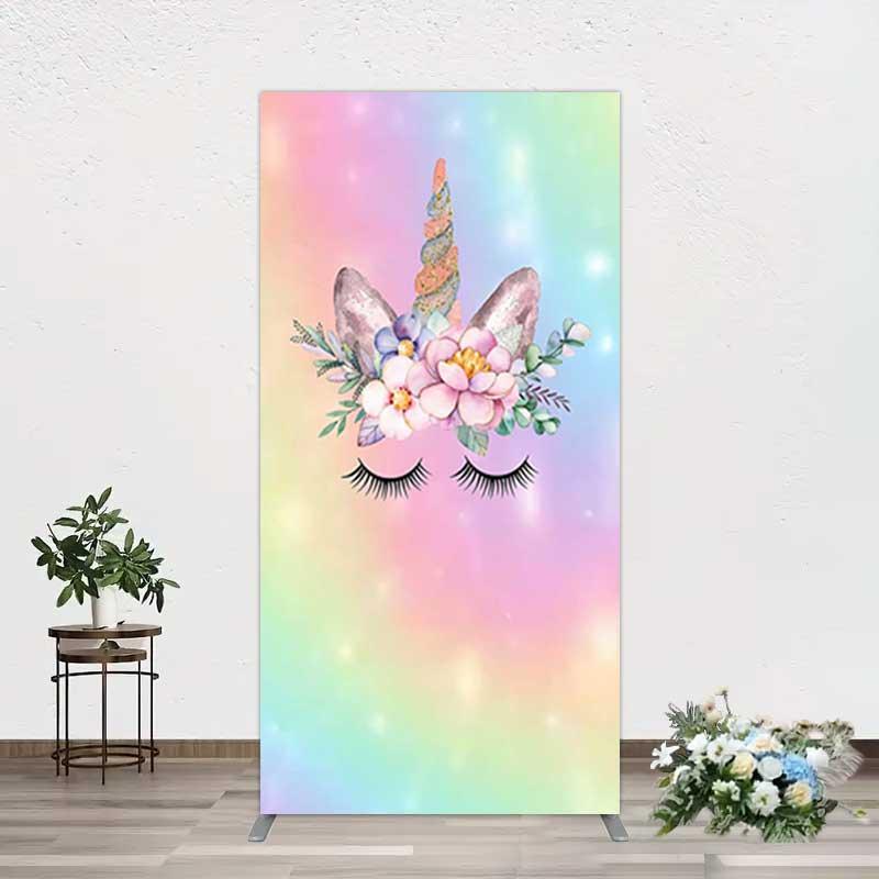 Aperturee Unicorn Rainbow Girls Birthday Rectangle Backdrop, 1.6x4ft (50x120cm), 98.18 USD, arch backdrop kit, DMGD1Y19CF-AJ