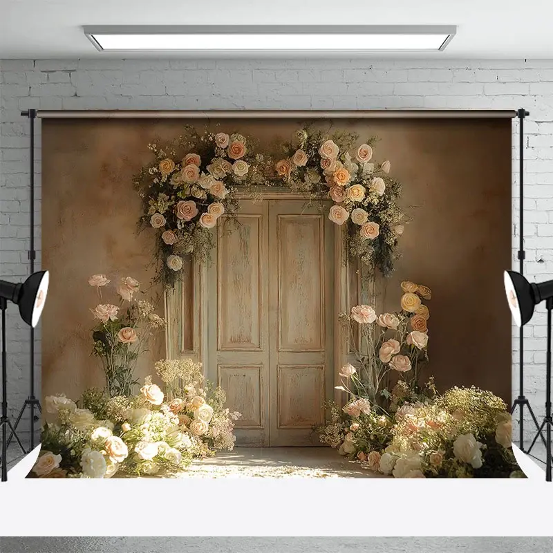Aperturee White Wall Flower Spring Photography Studio Backdrop, 3X2FT(1MX0.6M), 14 USD, spring backdrops, DMHD6Y07-M