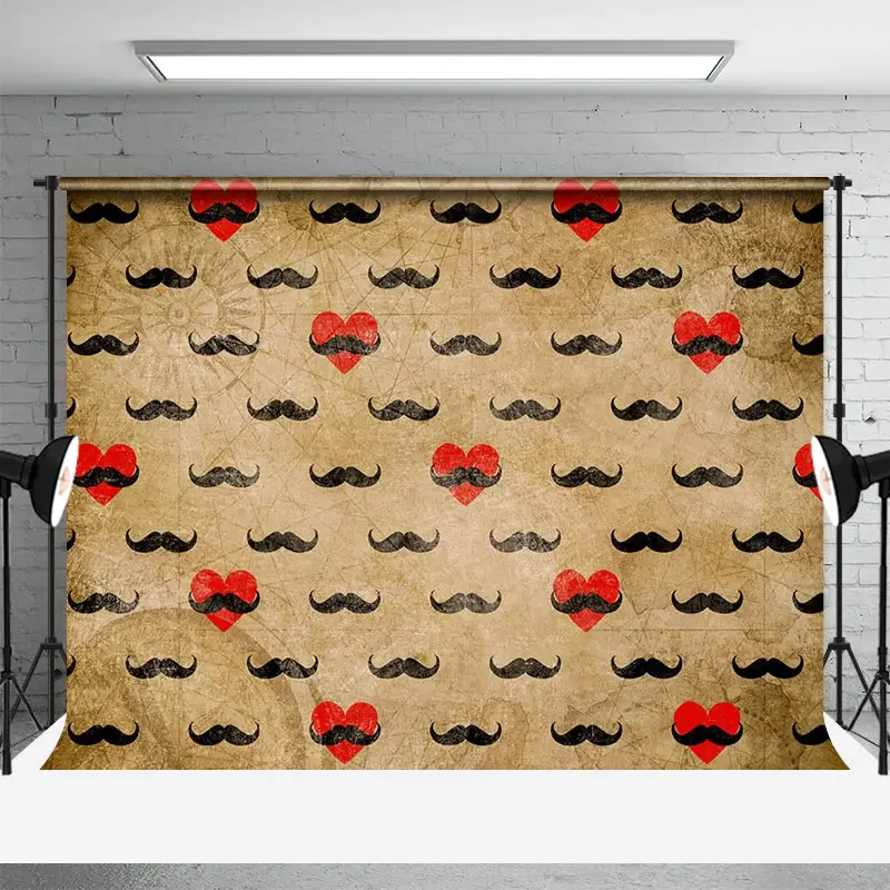 Aperturee Oilcloth Treasure Love Beard Fathers Day Backdrop, 3X2FT(1MX0.6M), 14 USD, fathers day backdrops, DMHD6Y09-M