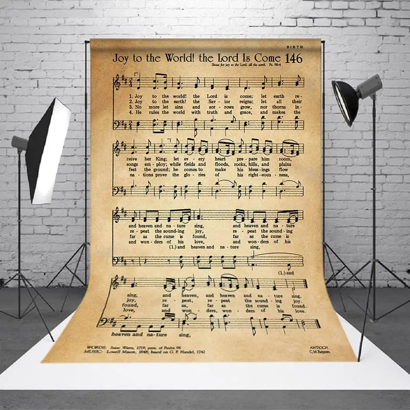 Aperturee Retro Yellow Staff Note Holy Bible Text Backdrop | Wall Backdrop For Party | Party Backdrop Decorations | Custom Backdrop For Party