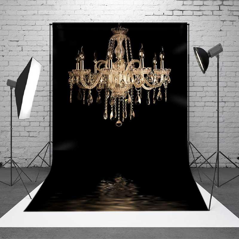 Aperturee Luxury Crystal Chandelier Backdrop Elegant Fine Art Black Background for Professional Portraits Studio
