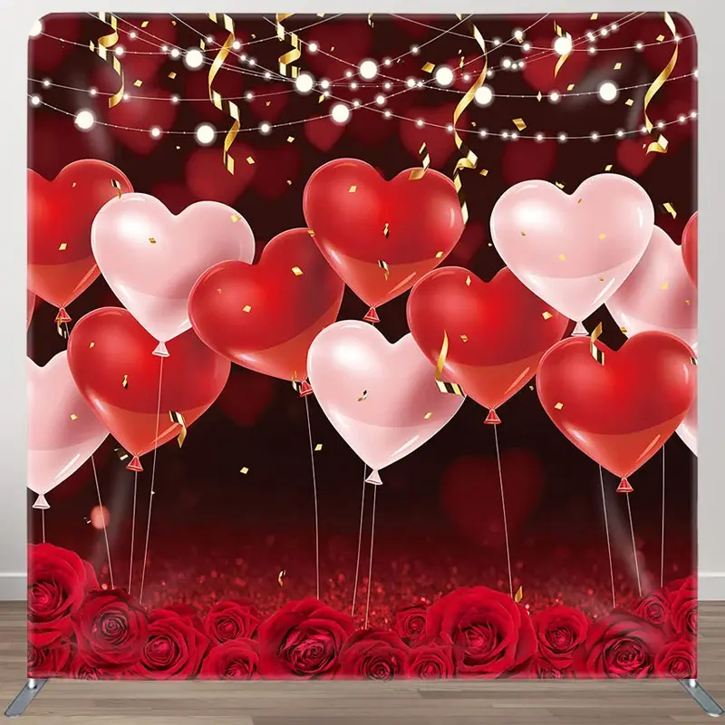 Aperturee Romantic Red Balloons Wedding Pillow Case Backdrop, 6 x 6 ft (1.8 x 1.8 m), 111 USD, square double-sided backdrops, DSAH0B479-F