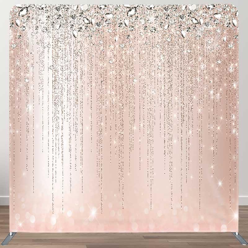 Aperturee Rose Gold Glitter Diamonds Tension Fabric Backdrop, 6 x 6 ft (1.8 x 1.8 m), 111 USD, square double-sided backdrops, DSAH0B555-F