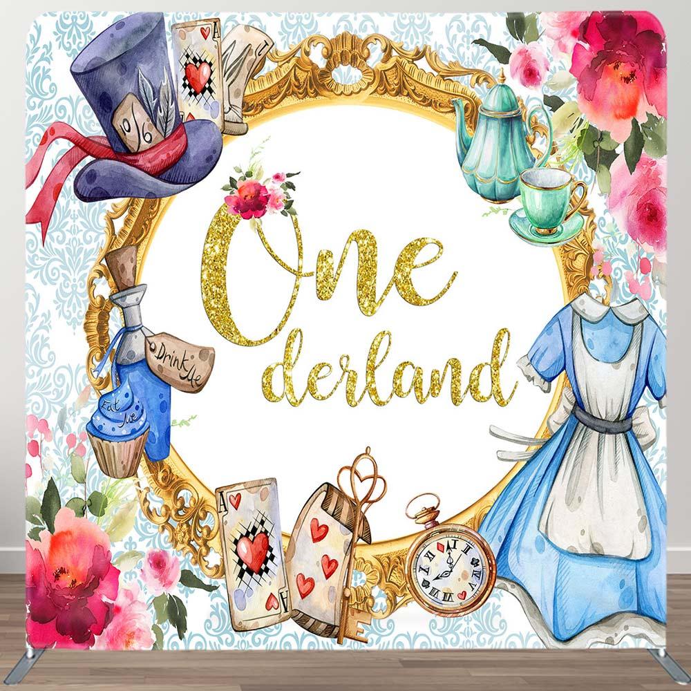 Aperturee Colorful Onederland Birthday Pillow Cover Backdrop, 6X6FT(1.8X1.8M), 111 USD, DSAH0D786-F, square double-sided backdrops
