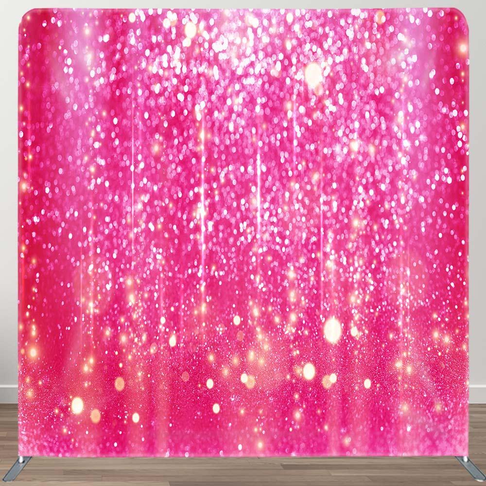 Aperturee Hot Pink Gold Glitter Party Pillow Cover Backdrop, 6X6FT(1.8X1.8M), 111 USD, DSAH0E323-F, square double-sided backdrops
