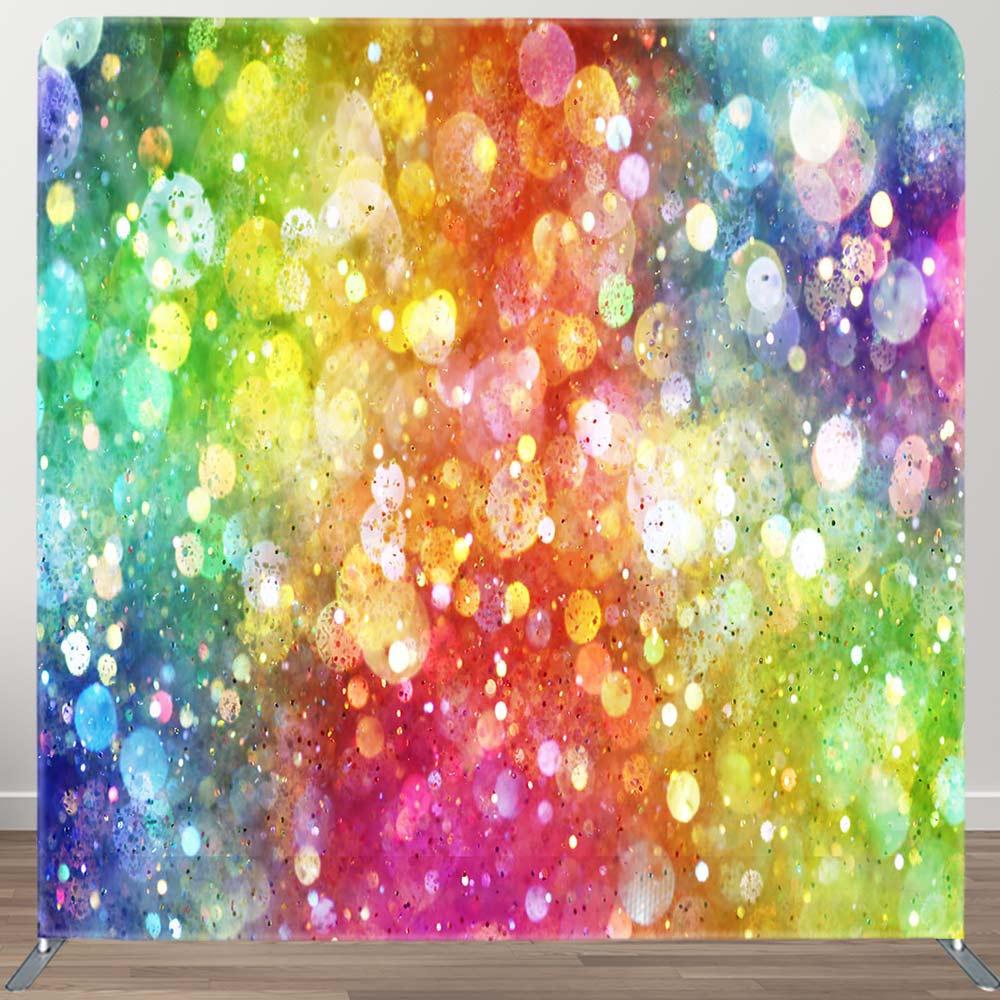 Aperturee Colorful Rainbow Bokeh Party Pillow Case Backdrop, 6X6FT(1.8X1.8M), 111 USD, DSAH0E585-F, square double-sided backdrops
