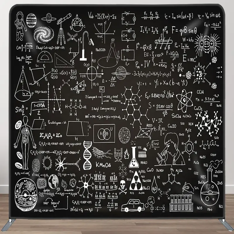 Aperturee Blackboard Chemical Formula Pillow Case Backdrop, 6 x 6 ft (1.8 x 1.8 m), 111 USD, square double-sided backdrops, DSAH0F939-F