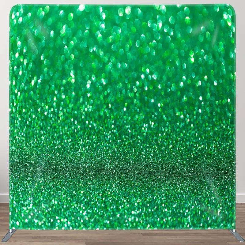 Aperturee Gradient Green Glitter Bokeh Square Tension Backdrop, 6 x 6 ft (1.8 x 1.8 m), 111 USD, square double-sided backdrops, DSHJ08001-F