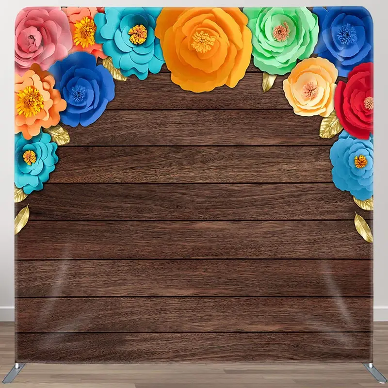 Aperturee Mexican Color Floral Wooden Square Tension Backdrop, 6 x 6 ft (1.8 x 1.8 m), 111 USD, square double-sided backdrops, DSLH0E834-F