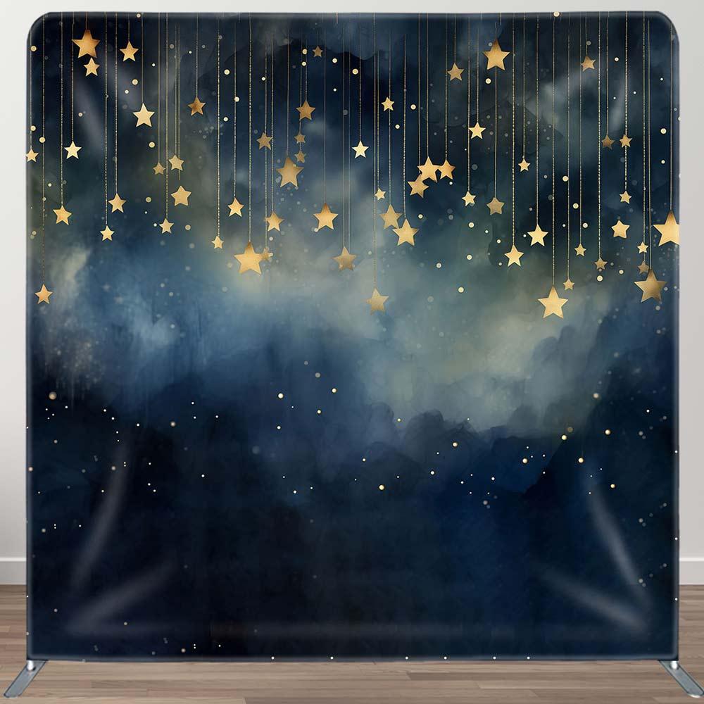 Aperturee Blue Dark Foggy Night Gold Starry Square Backdrop, 6X6FT(1.8X1.8M), 111 USD, DSZDAI025-F, square double-sided backdrops