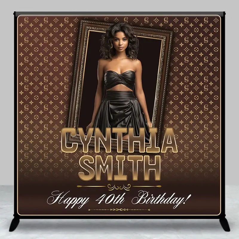 Aperturee Luxury Coffee Custom Photo 40th Birthday Backdrop, 3X3FT(1X1M), 15 USD, custom birthday backdrops, DZCJ8N95-O