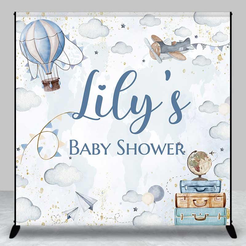 Aperturee Personalized Adventure Awaits Baby Shower Backdrop, Professional Travel Theme Photography Studio Background