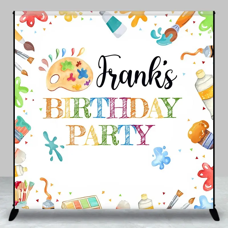 Aperturee Personalized Art Party Birthday Backdrop, Paint and Brushes Theme, Custom Name Craft and Painting Celebration, 3x3ft (WxH)