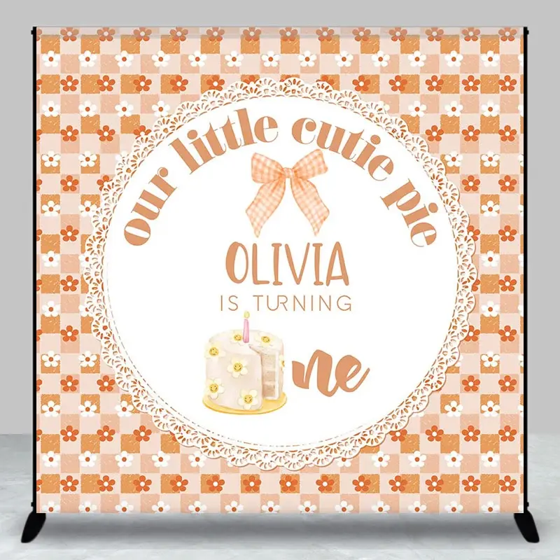 Aperturee Custom Plaid Floral Cutie Pie 1St Birthday Backdrop | Backdrop For Birthday Party | Custom Birthday Backdrops | Custom Cake Smash Backdrop