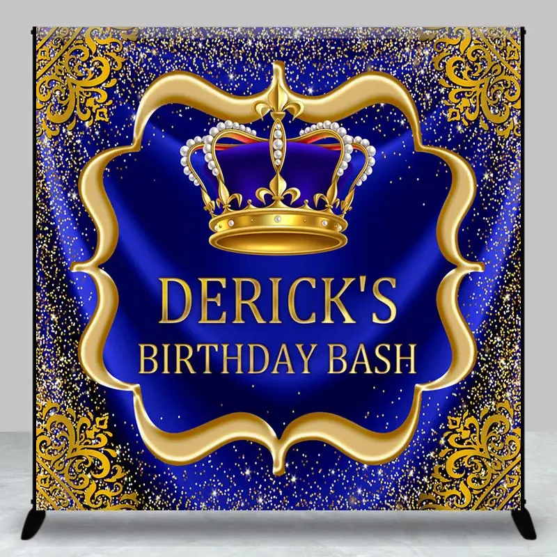 Aperturee Elegant Crown Curtain Happy Birthday Custom Backdrop, 3X3FT(1X1M), 15 USD, custom birthday backdrops, DZZH0C986-O