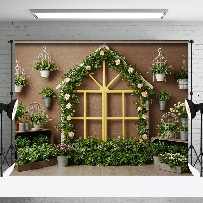 Aperturee Floral Greenhouse Sweet And Fresh Wedding Backdrop, 3X2FT(1MX0.6M), 14 USD, wedding backdrops, ENHD1L65-M