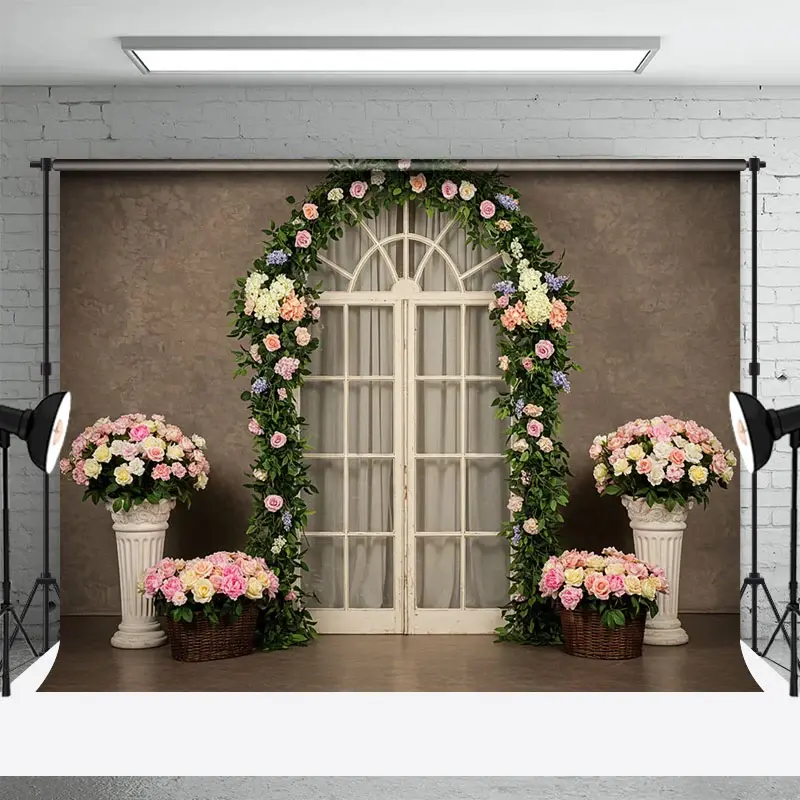 Aperturee Elegant Floral Arch Door Sweet Wedding Backdrop, 3X2FT(1MX0.6M), 14 USD, wedding backdrops, ENHD1L80-M