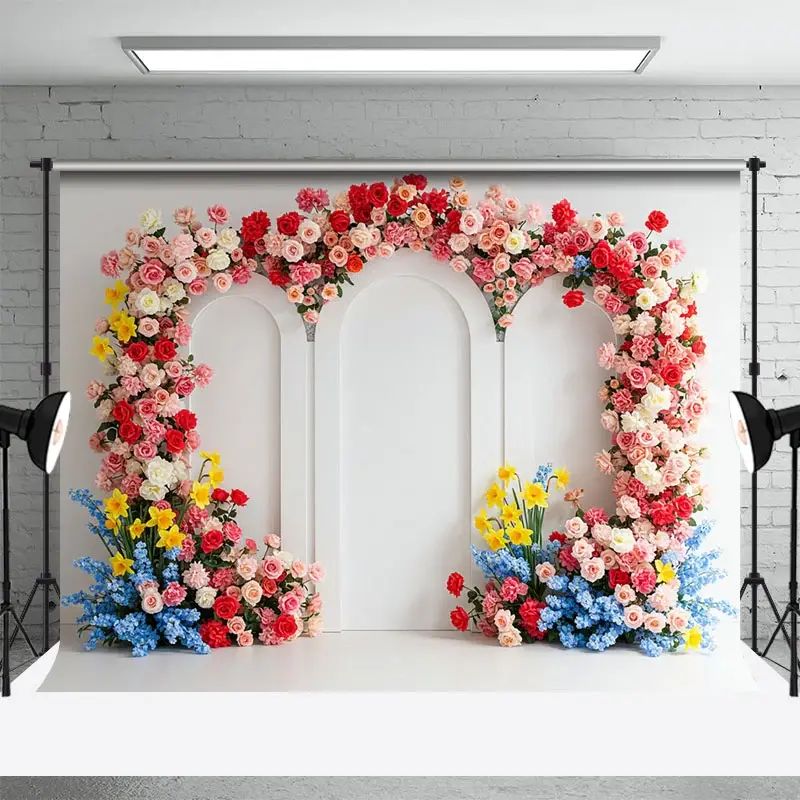 Aperturee Floral Sweet Pink Vibe Heart Arch Wedding Backdrop, 3X2FT(1MX0.6M), 14 USD, wedding backdrops, ENHD1L90-M