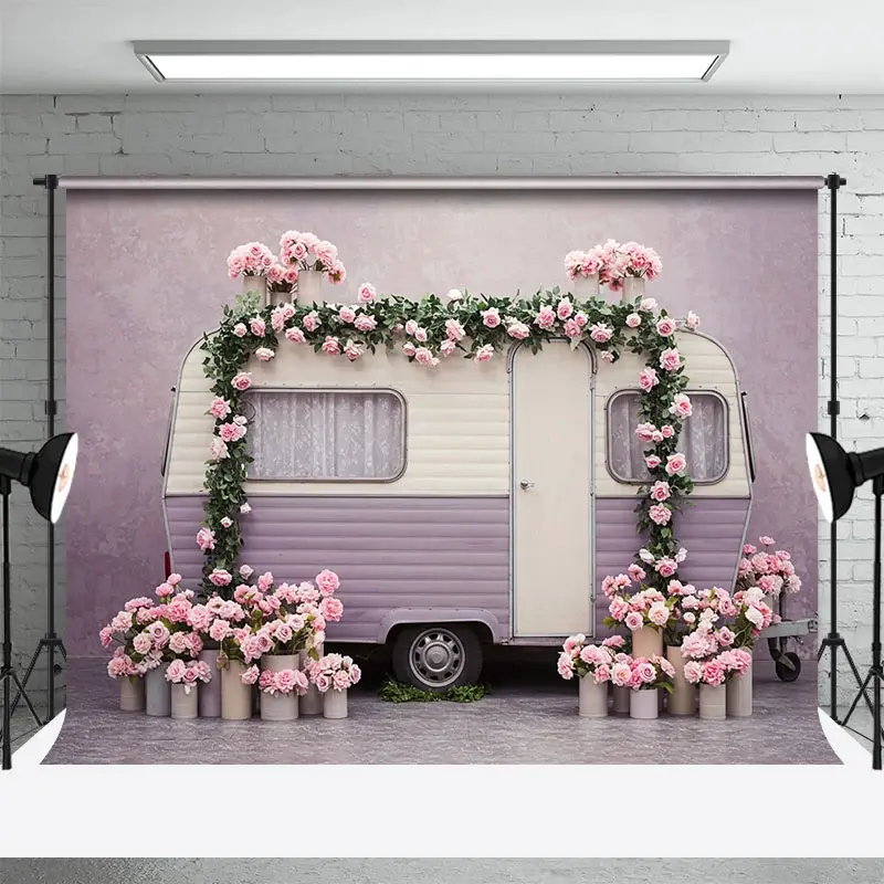 Aperturee Warm Floral Color Motor Home Sweet Wedding Backdrop, 3X2FT(1MX0.6M), 14 USD, wedding backdrops, ENHD2L06-M