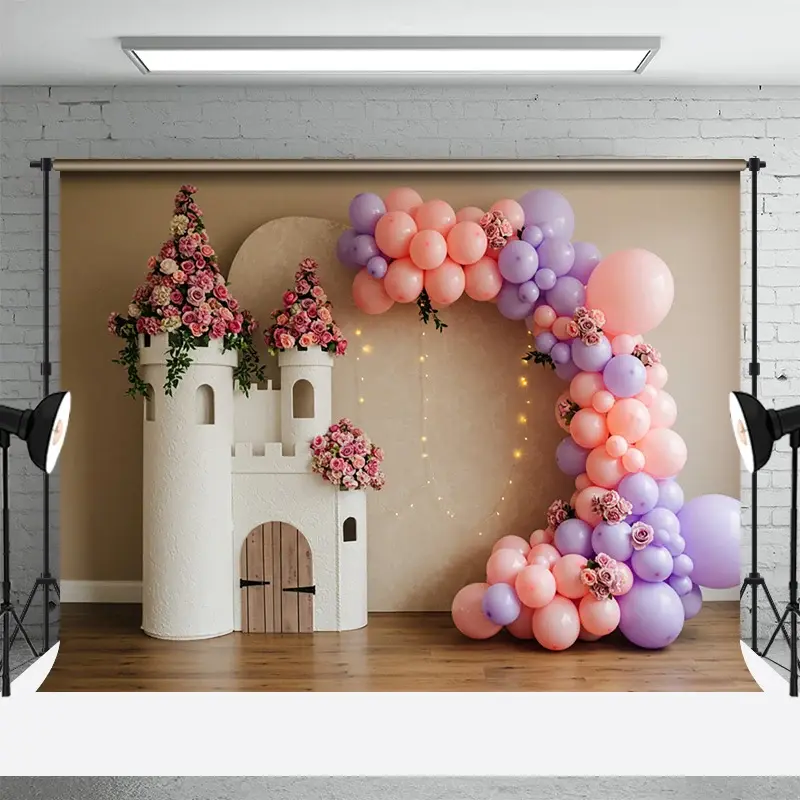 Aperturee Floral Balloon Arch Castle Model Wedding Backdrop, 3X2FT(1MX0.6M), 14 USD, wedding backdrops, ENHD2L65-M