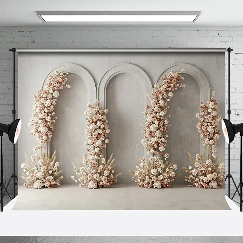 Aperturee Boho Floral Retro Wall Elegant Wedding Backdrop, 3X2FT(1MX0.6M), 14 USD, wedding backdrops, ENHD2L75-M