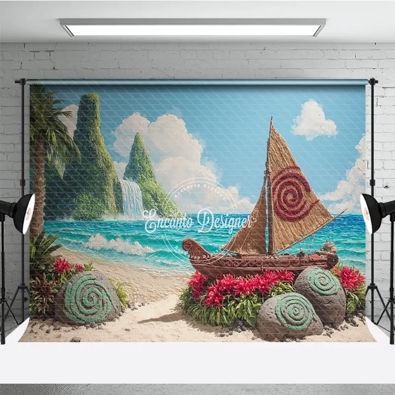 Aperturee Island Adventure Backdrop, Tropical Beach Voyager Boat Banner, Polynesian Luau Party Photo Booth Props