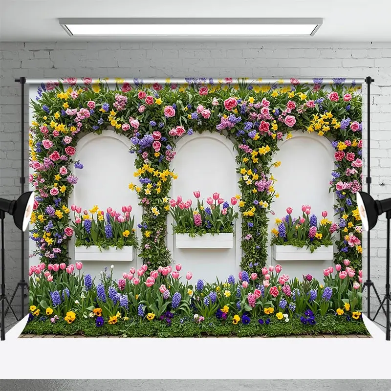 Aperturee Floral Triple Arch Doors Elegant Wedding Backdrop, 3X2FT(1MX0.6M), 14 USD, wedding backdrops, ENHD4L43-M