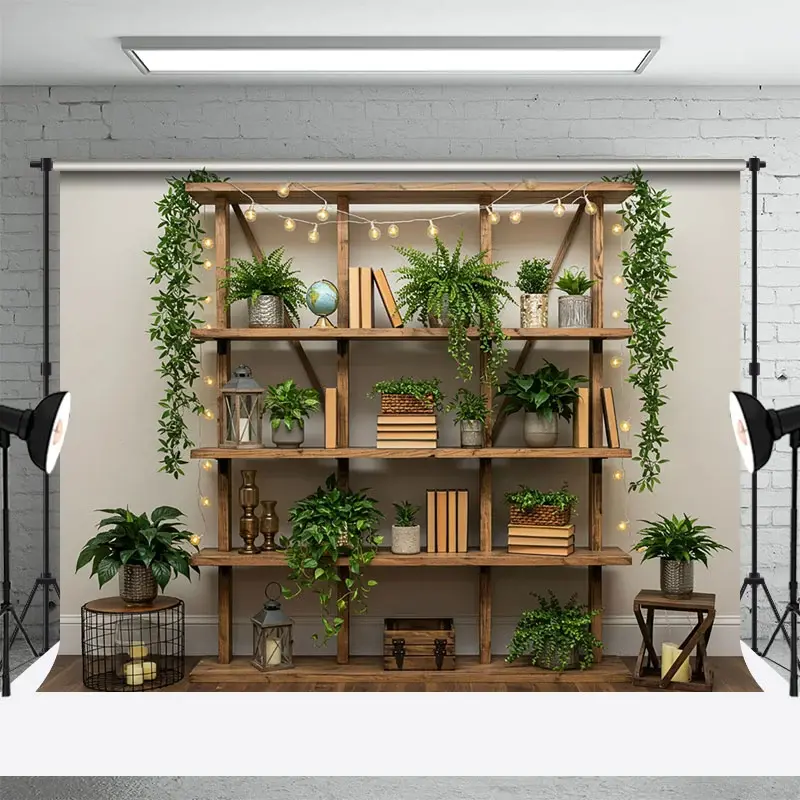 Aperturee Indoor Green Plants Shelves Boho Spring Backdrop, 3X2FT(1MX0.6M), 14 USD, spring backdrops, ENHD4L54-M