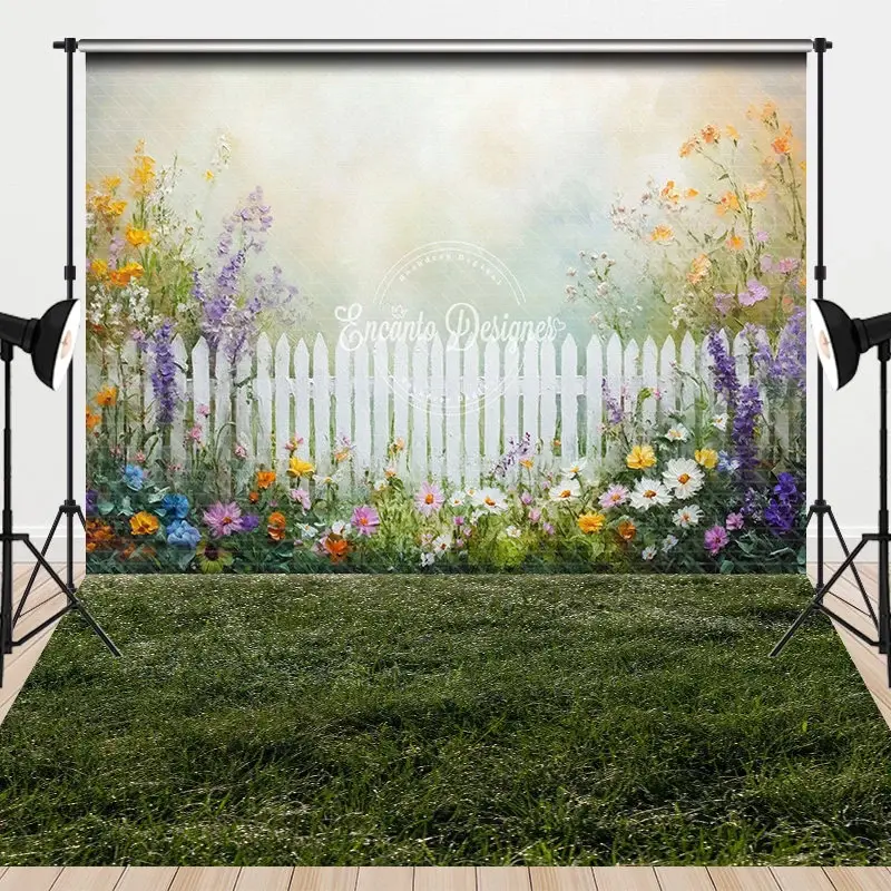 Aperturee Grassland Floor Fence Floral Spring Combo Set Backdrop, 7 x 5 ft / 7 x 5 ft, 97.4 USD, combo set backdrops, ENHD6J49-D, CYHD1I12-D