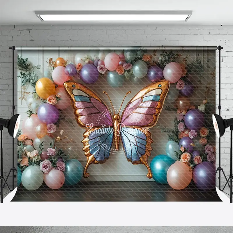 Aperturee Floral Fancy Butterfly Balloon Arch Wedding Backdrop, 3X2FT(1MX0.6M), 14 USD, wedding backdrops, ENHD6K72-M