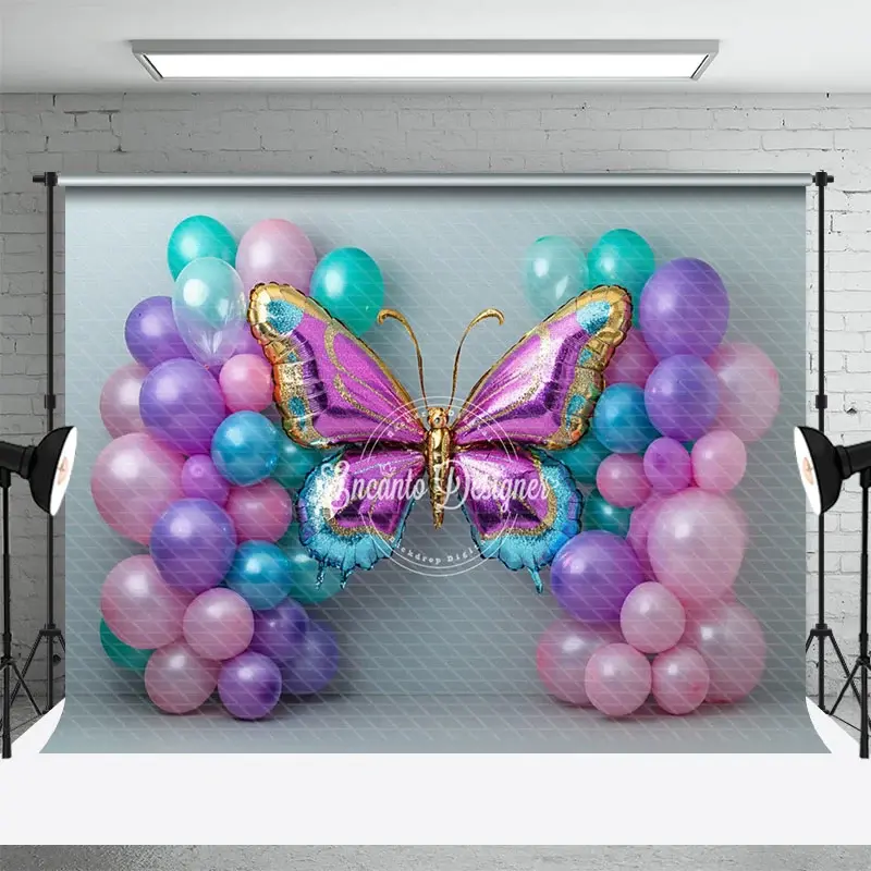 Aperturee Simple Balloon Butterfly Birthday Cake Smash Backdrop, 3X2FT(1MX0.6M), 14 USD, birthday cake smash backdrops, ENHD6K74-M