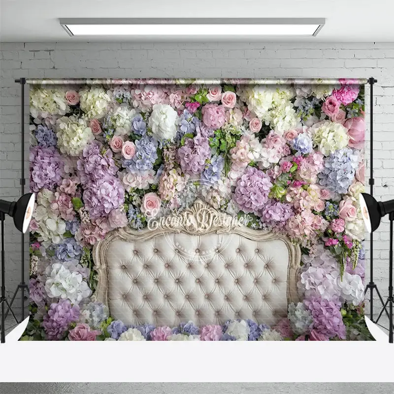 Aperturee Fresh Hydrangea Sweet Photography Headboard Backdrop, 3X2FT(1MX0.6M), 14 USD, headboard backdrops, ENHD6K78-M