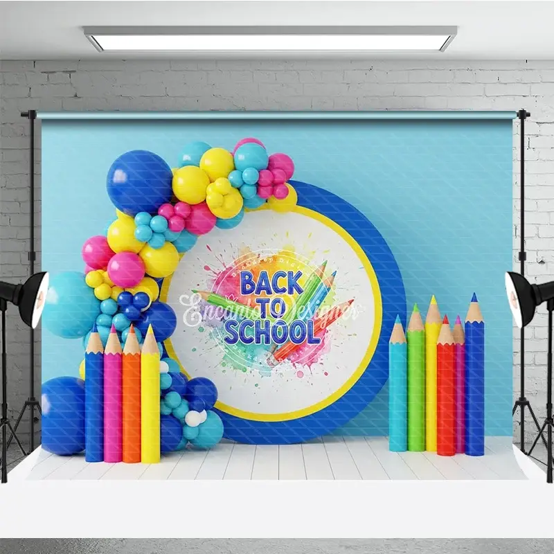 Aperturee Back to School Photography Backdrop Professional Crayon Art Studio Background