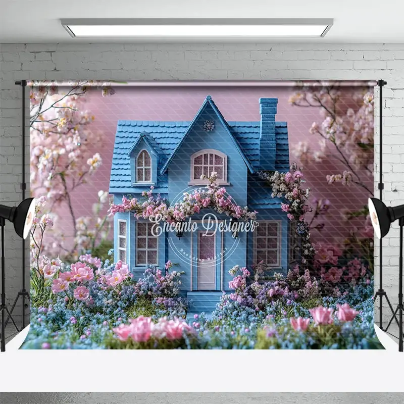 Aperturee Floral Dreamy House Spring Photography Backdrop, 3X2FT(1MX0.6M), 14 USD, spring backdrops, ENHD9K31-M